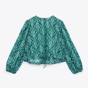 Zara PRINTED CROP top sz M